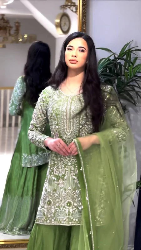 Designer Party Wear Set Top, Palazzo & Dupatta