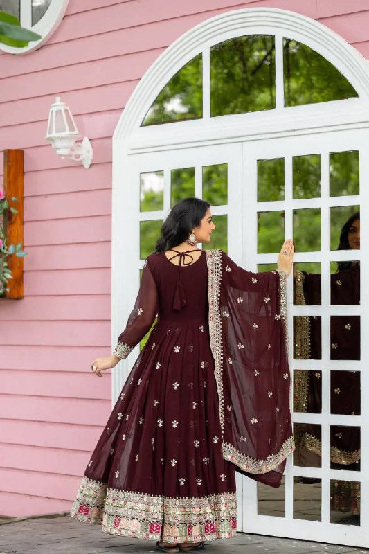 Designer Party Wear Gown with Heavy Embroidery Sequence Work