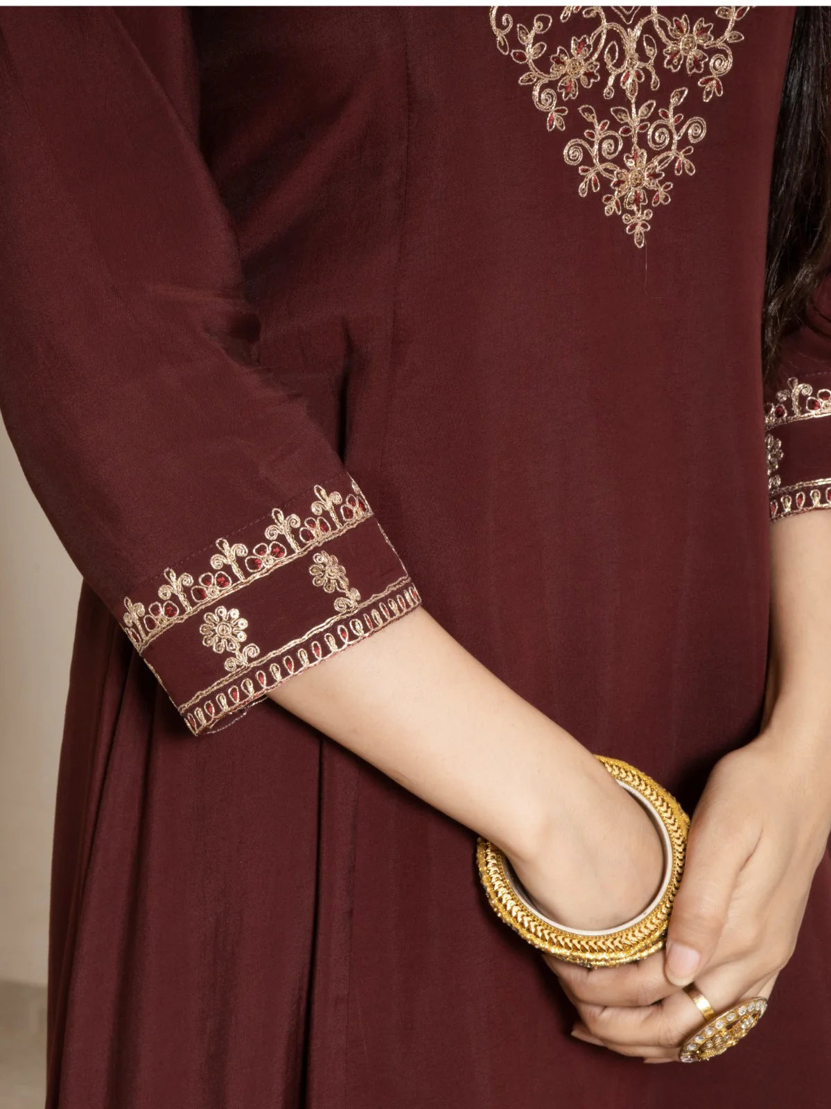 Embroidered Modal Silk Suit Set with Tabby Organza Dupatta