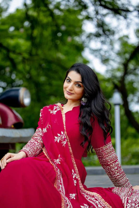 Luxury Party Wear Heavy Embroidered Gown with Dupatta