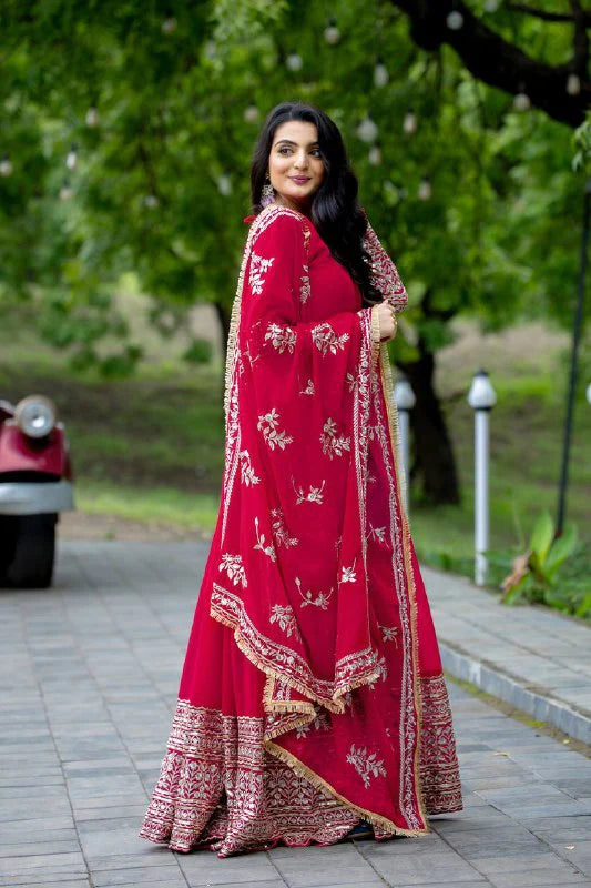 Luxury Party Wear Heavy Embroidered Gown with Dupatta