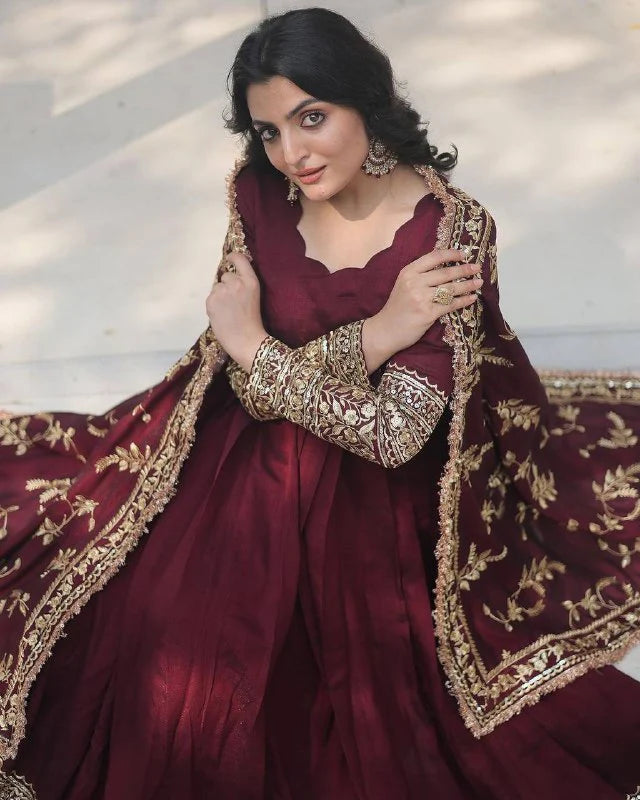 Party Wear Heavy Embroidery Gown with Dupatta