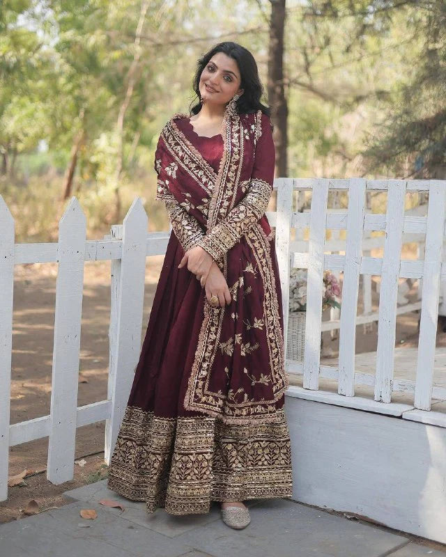 Party Wear Heavy Embroidery Gown with Dupatta