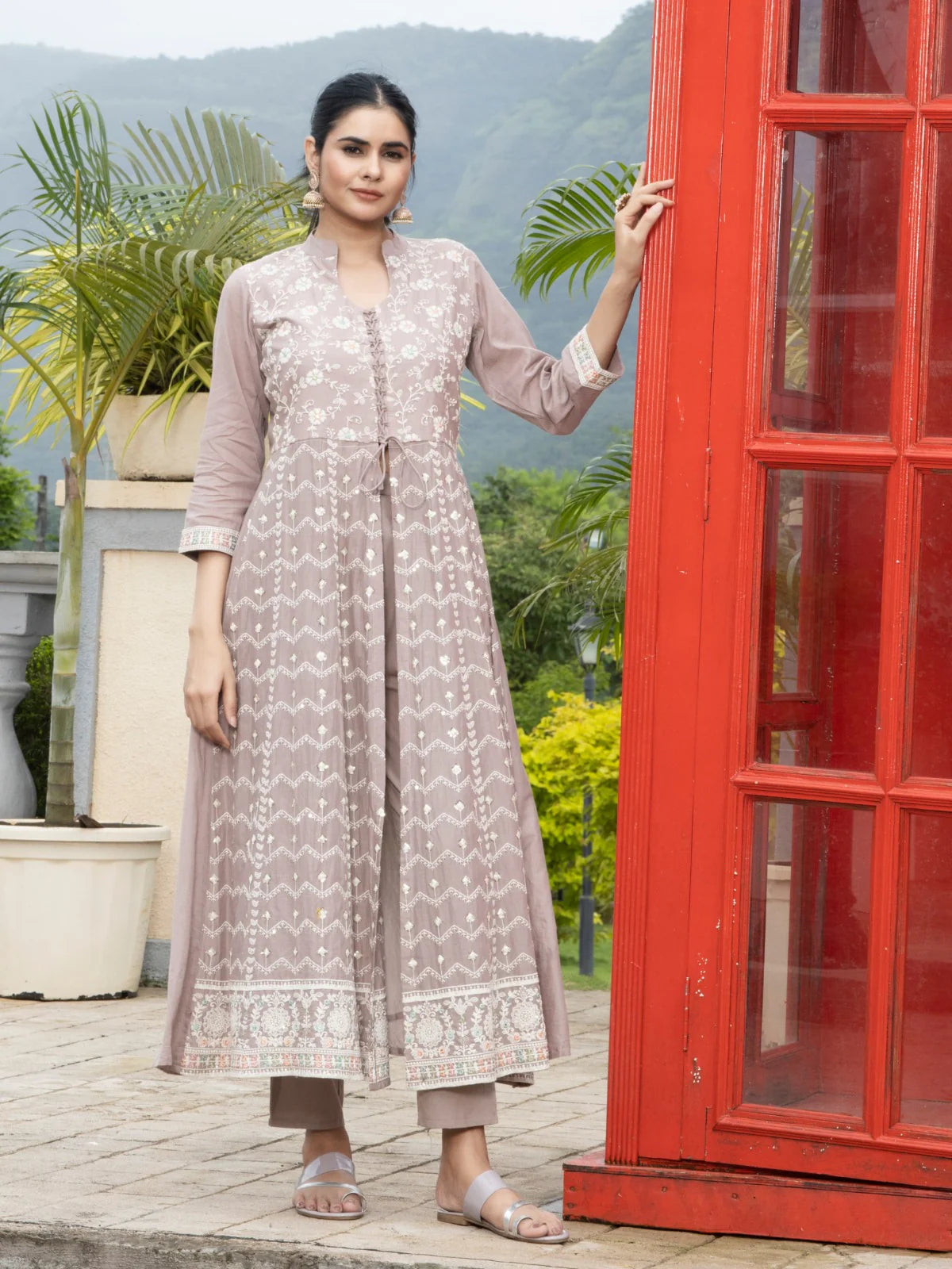 Pure Cotton Lakhnavi Embroidered Suit Set