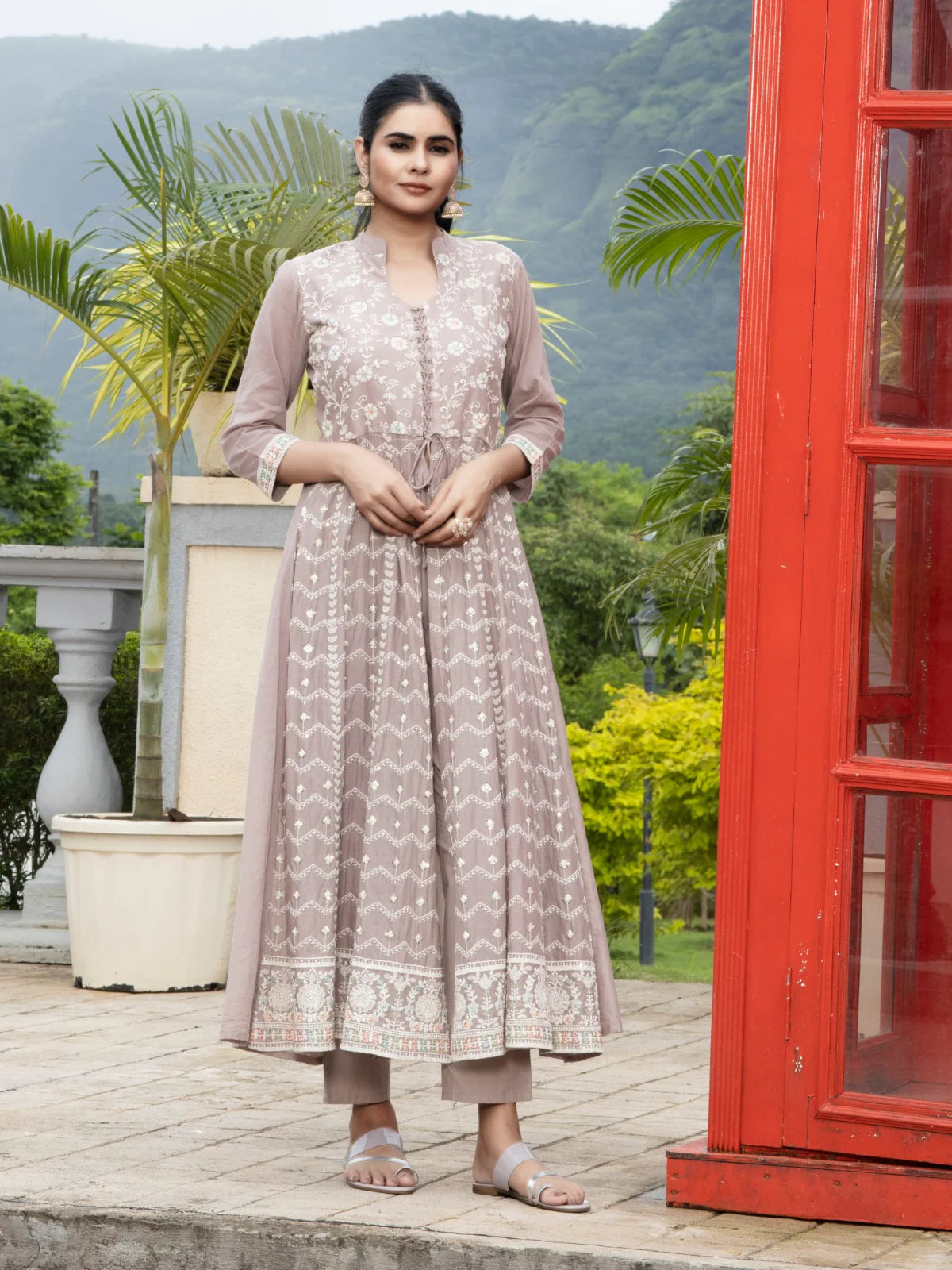 Pure Cotton Lakhnavi Embroidered Suit Set