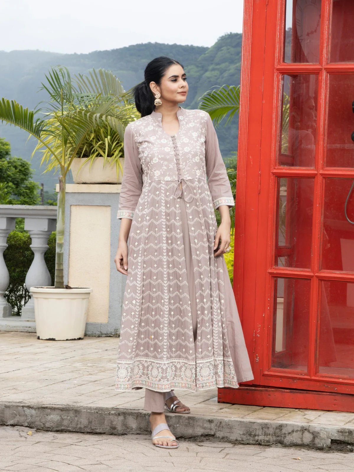 Pure Cotton Lakhnavi Embroidered Suit Set