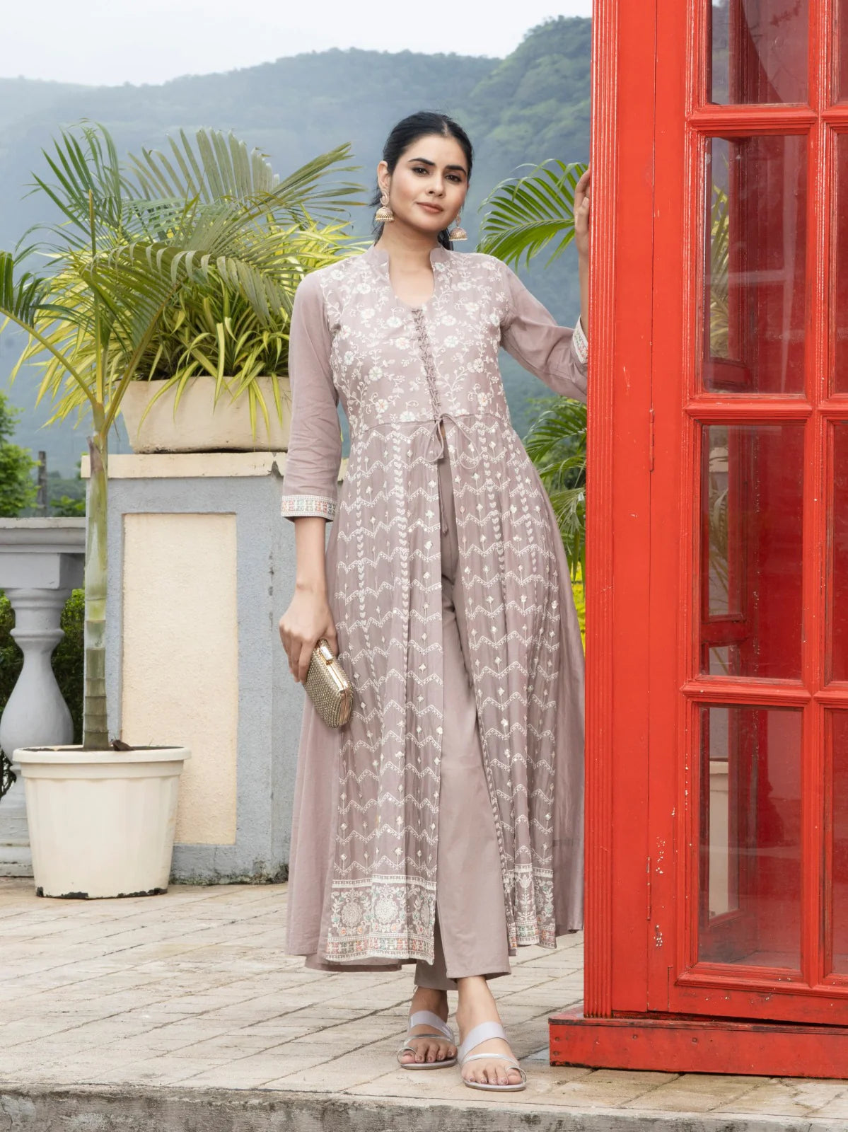 Pure Cotton Lakhnavi Embroidered Suit Set