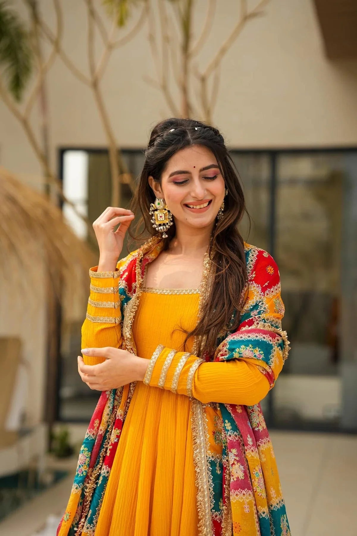 Sunshine Yellow Chinon Silk Suit Set