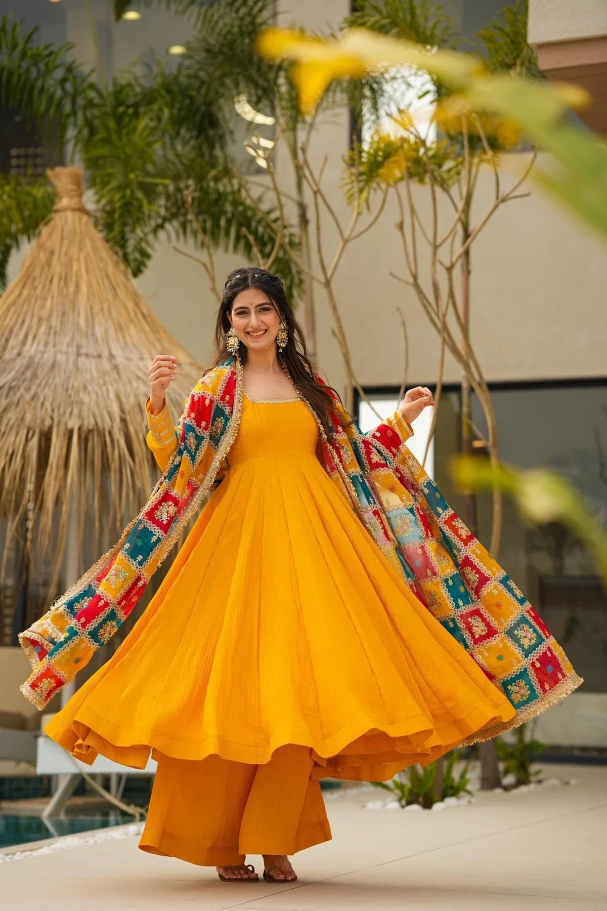 Sunshine Yellow Chinon Silk Suit Set