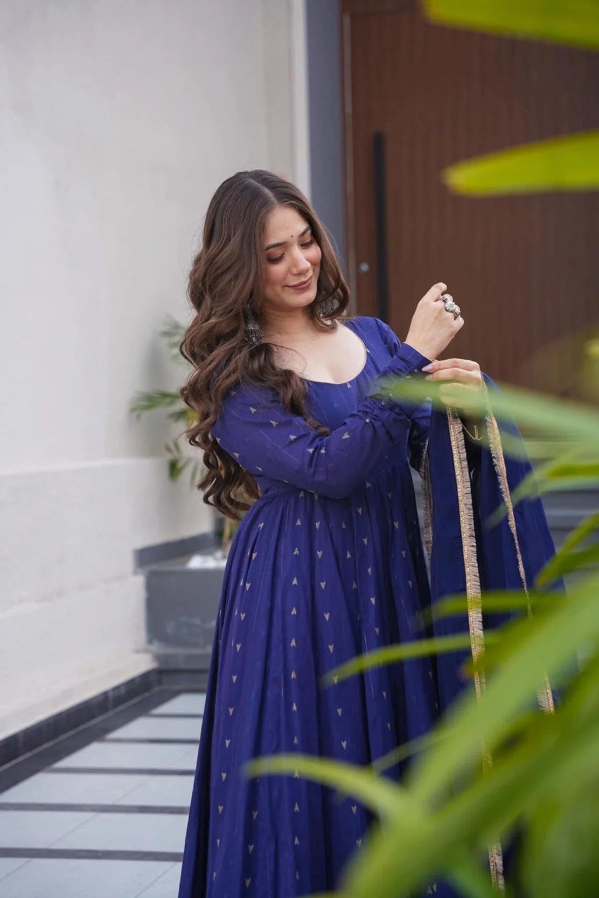 Timeless Blue Maslin Palazzo Suit for Women