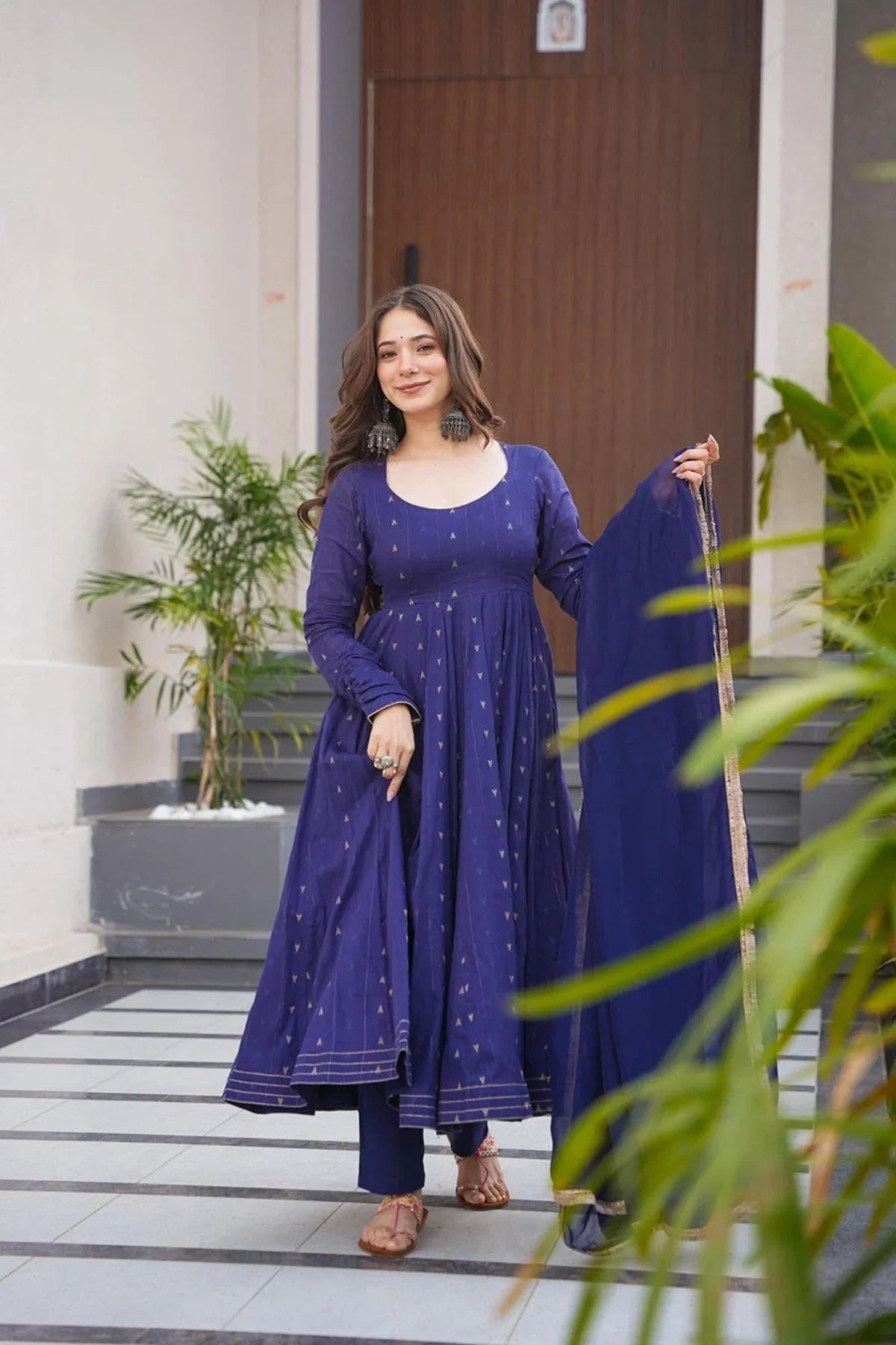 Timeless Blue Maslin Palazzo Suit for Women