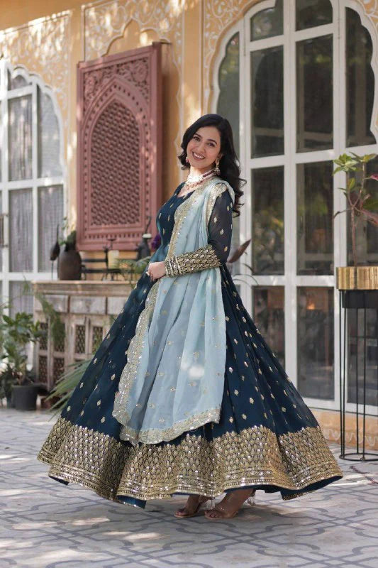 Stylish Heavy Work Gown with Dupatta