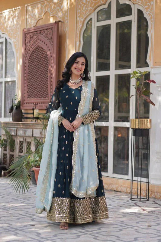 Stylish Heavy Work Gown with Dupatta