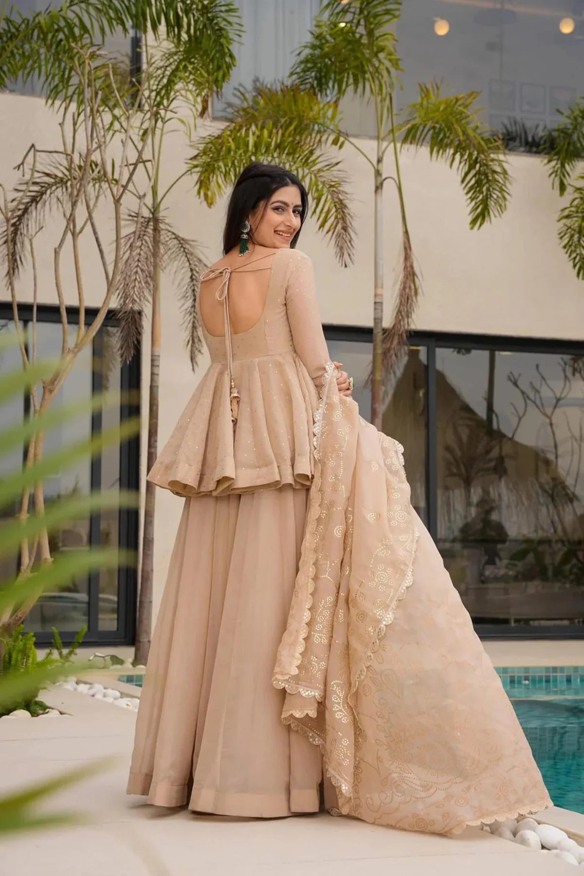 Tabby Organza Suit with Handwork Dupatta