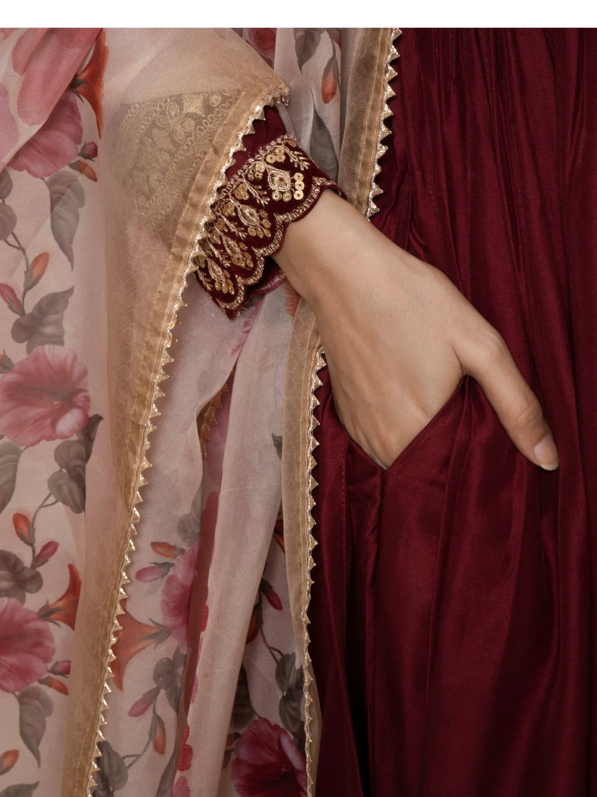 Elegant Embroidered Chinon Suit Set