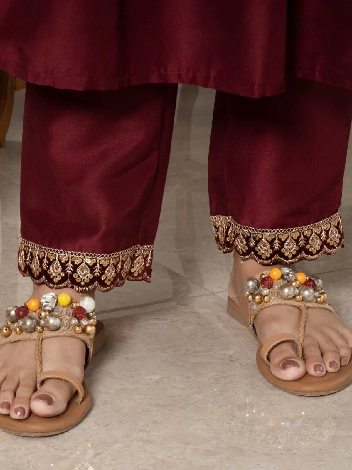 Elegant Embroidered Chinon Suit Set