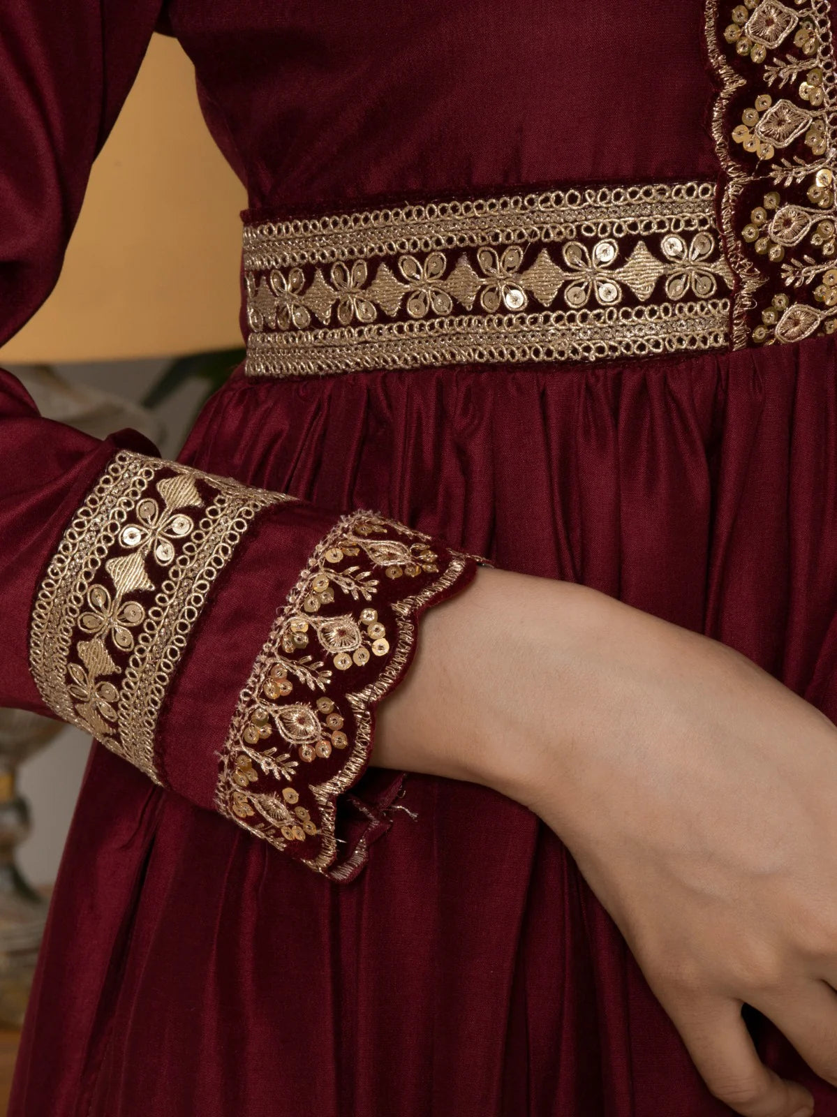 Elegant Embroidered Chinon Suit Set