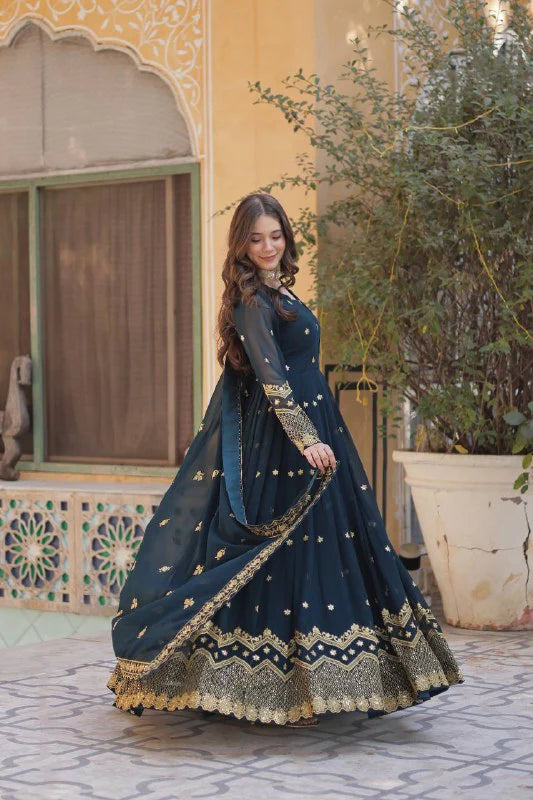 Luxury Embroidered Party Wear Gown with Dupatta