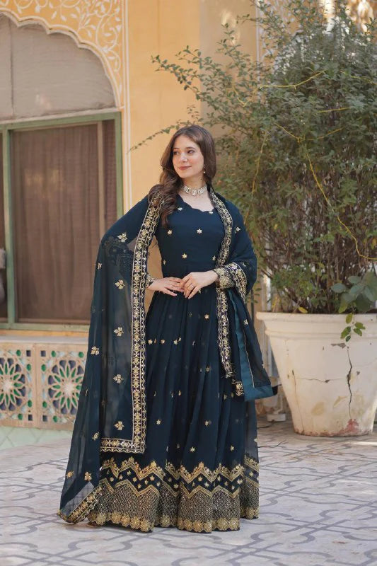 Luxury Embroidered Party Wear Gown with Dupatta