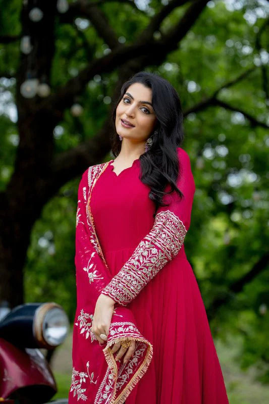Luxury Party Wear Heavy Embroidered Gown with Dupatta