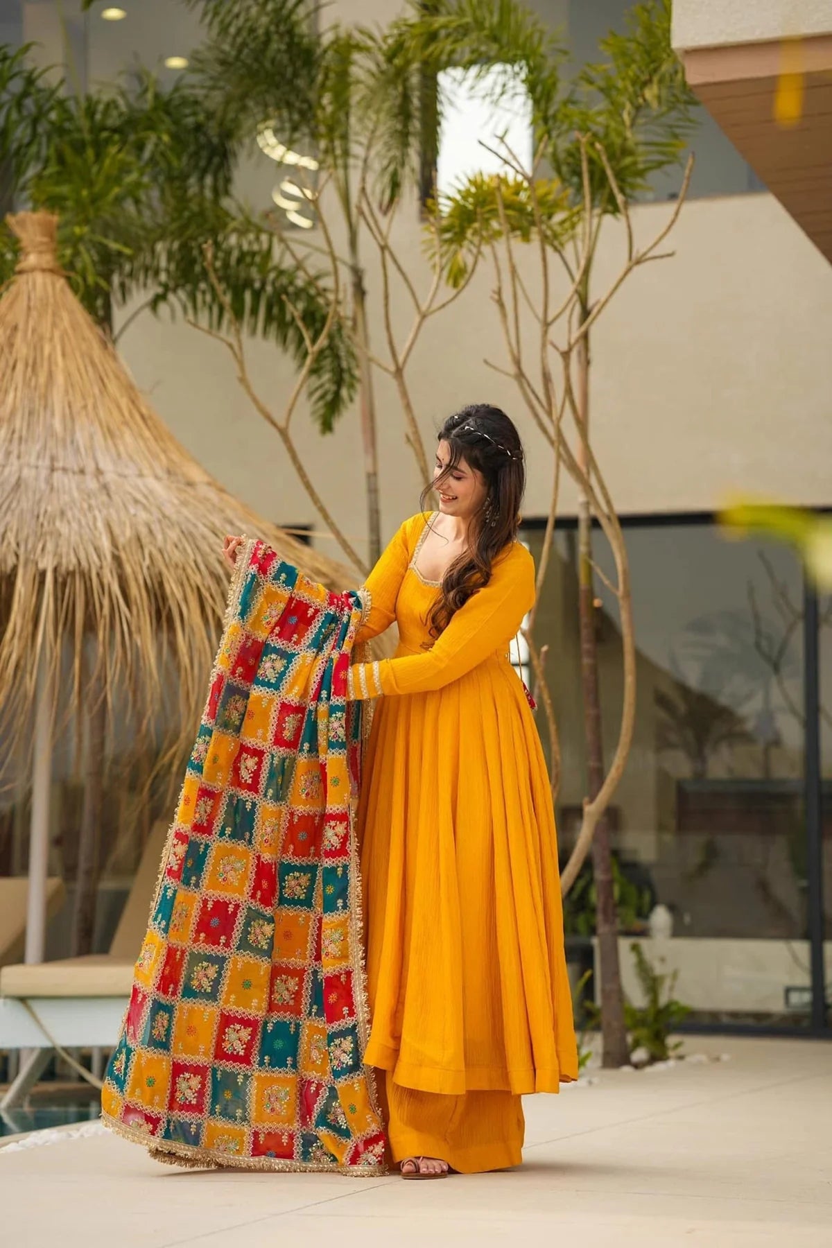 Sunshine Yellow Chinon Silk Suit Set
