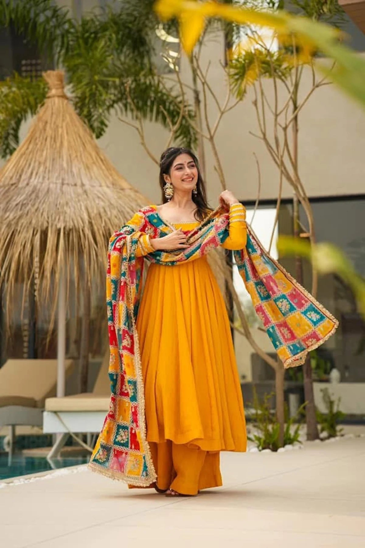Sunshine Yellow Chinon Silk Suit Set