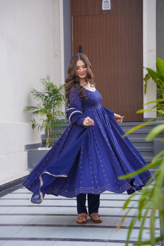 Timeless Blue Maslin Palazzo Suit for Women