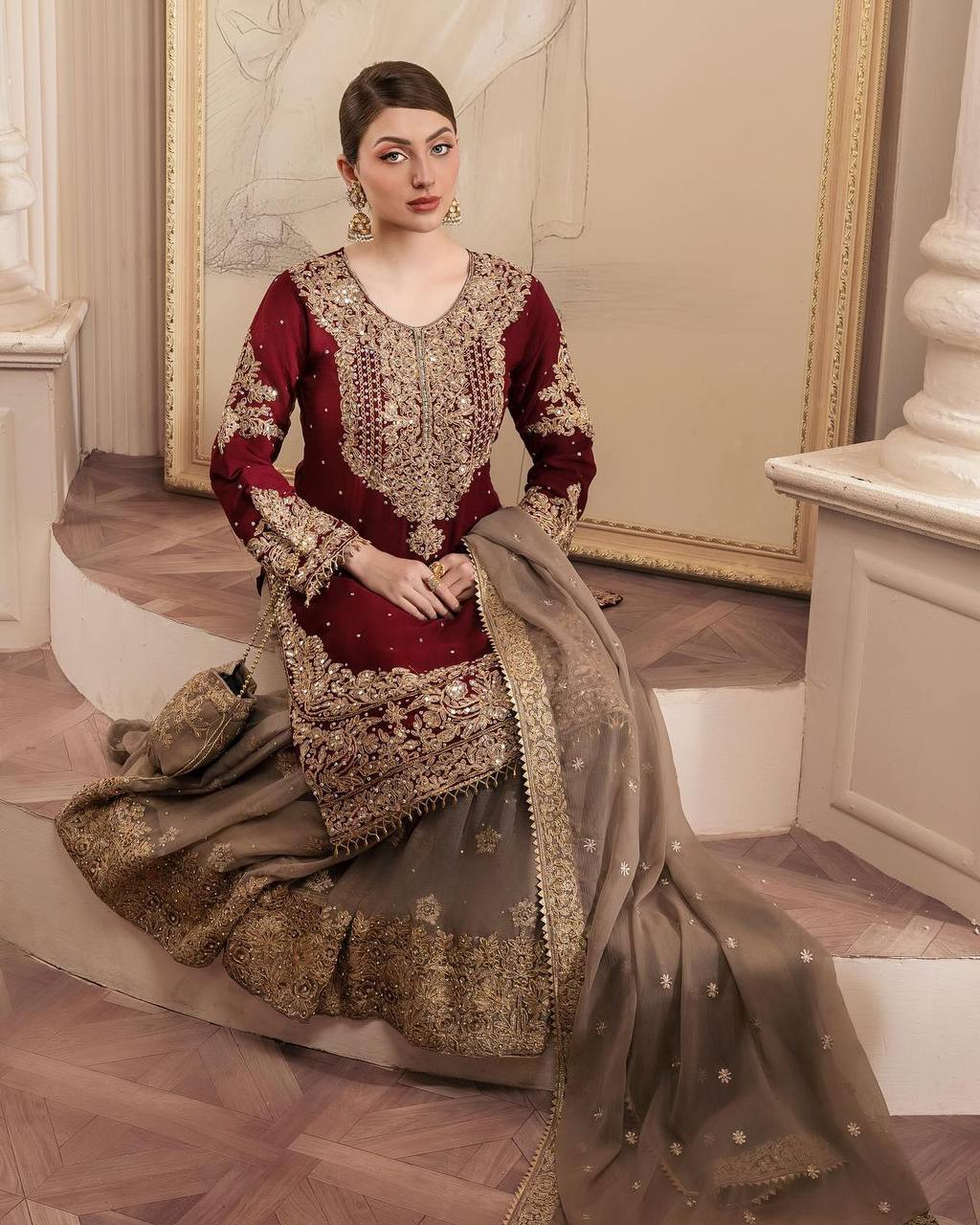 Premium Faux Georgette Embroidered Top-Plazzo-Dupatta 
