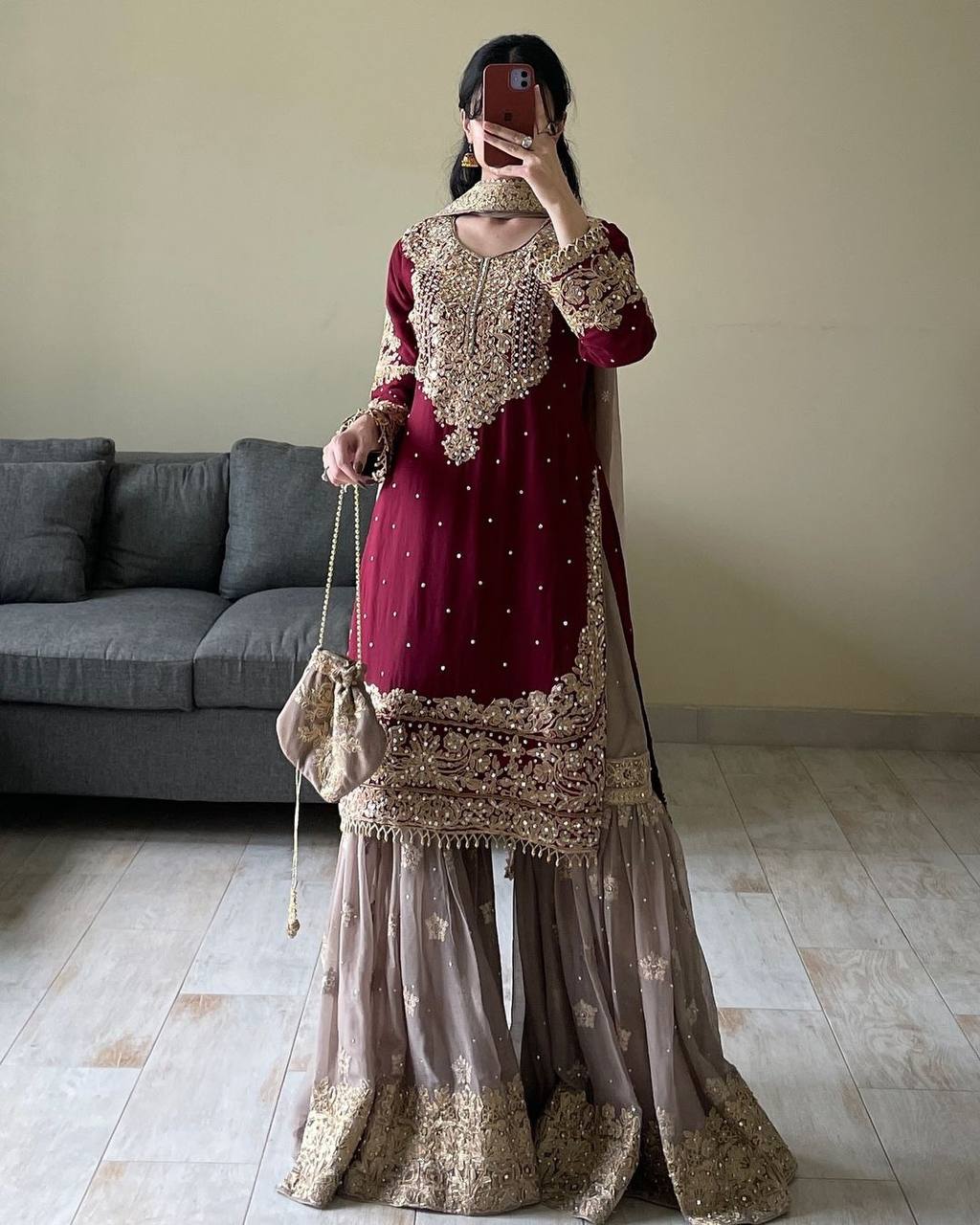 Premium Faux Georgette Embroidered Top-Plazzo-Dupatta 