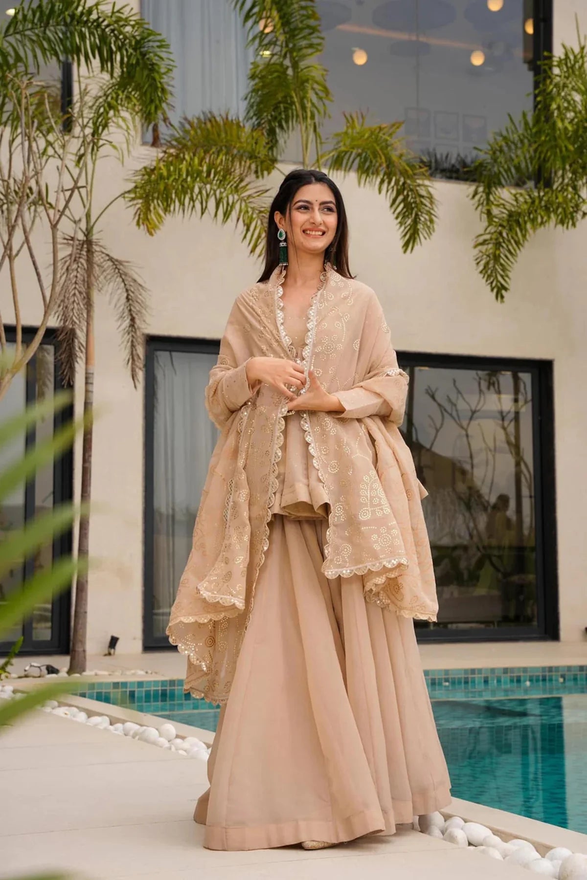 Tabby Organza Suit with Handwork Dupatta